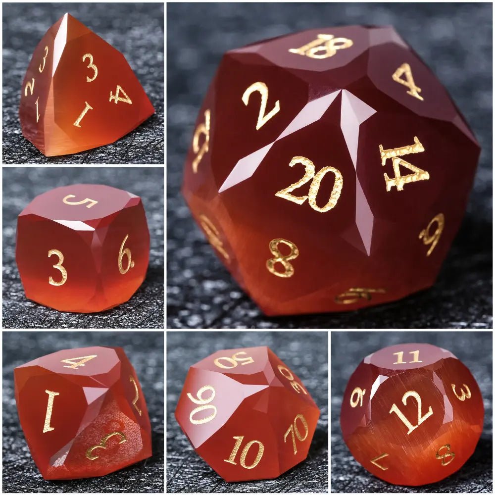 DND Dice - Crimson Glass Gem Polyhedron RPG Dice Set - Bear Dice
