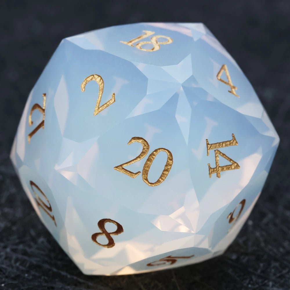 DND Dice | Diamond - Cut Opalite Glass Gemstone Dice Set - Bear Dice