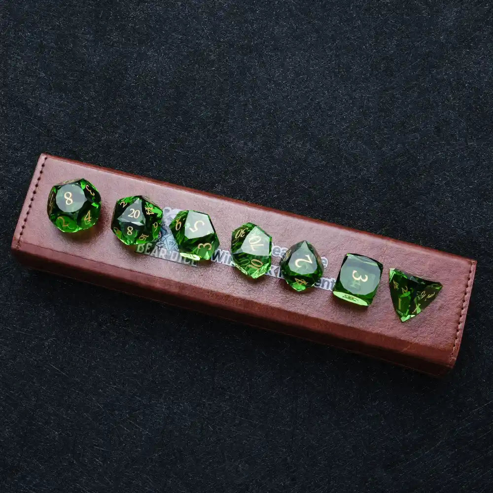 DND Dice - Diamond Faceted Emerald Dice Set - Bear Dice
