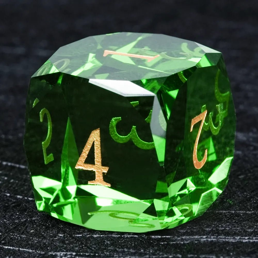 DND Dice - Diamond Faceted Emerald Dice Set - Bear Dice