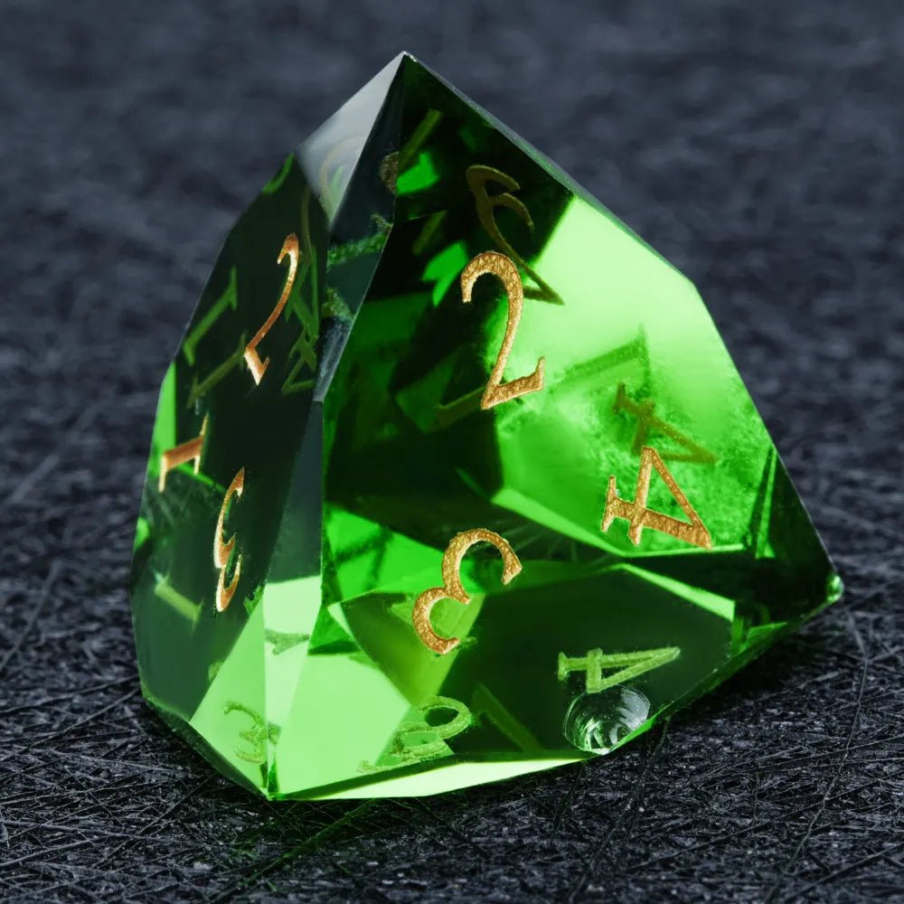 DND Dice - Diamond Faceted Emerald Dice Set - Bear Dice