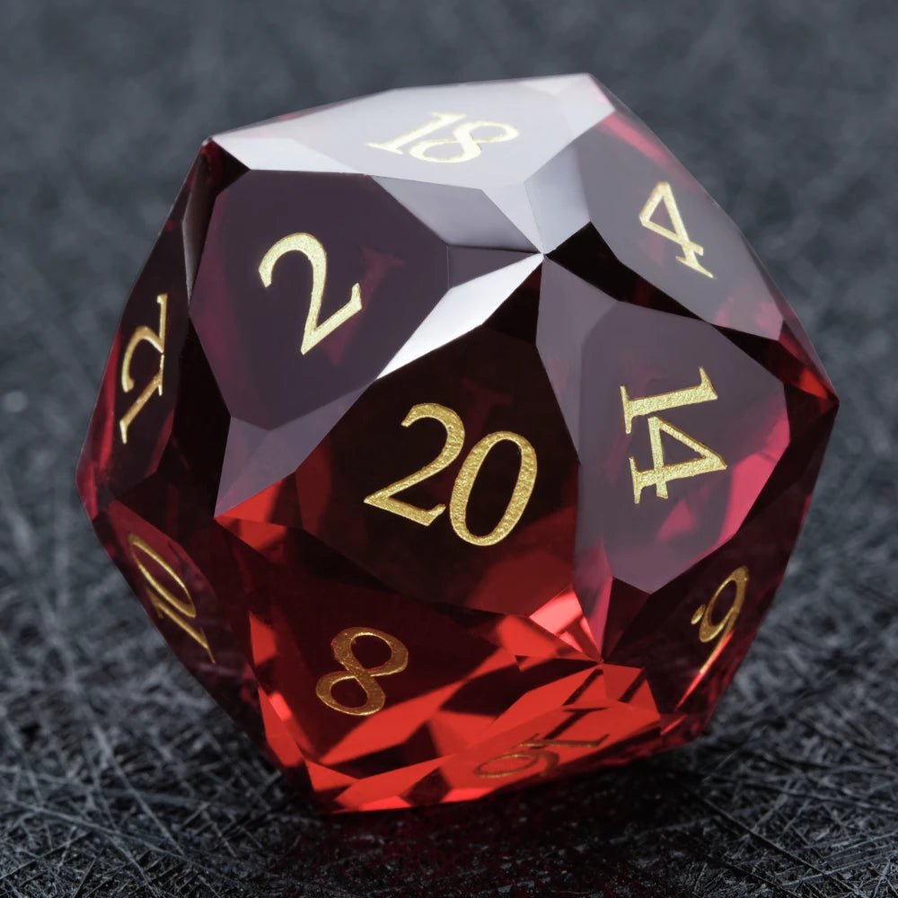 DND Dice - Garnet Red Glass Gemstone Dice Set - Bear Dice