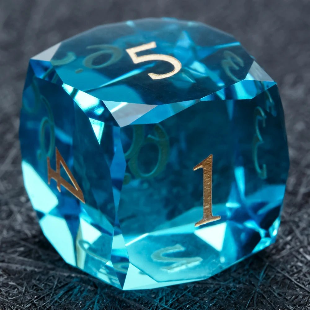 DND Dice - High Quality Blue Crystal Glass Gemstone Dice Set - Bear Dice