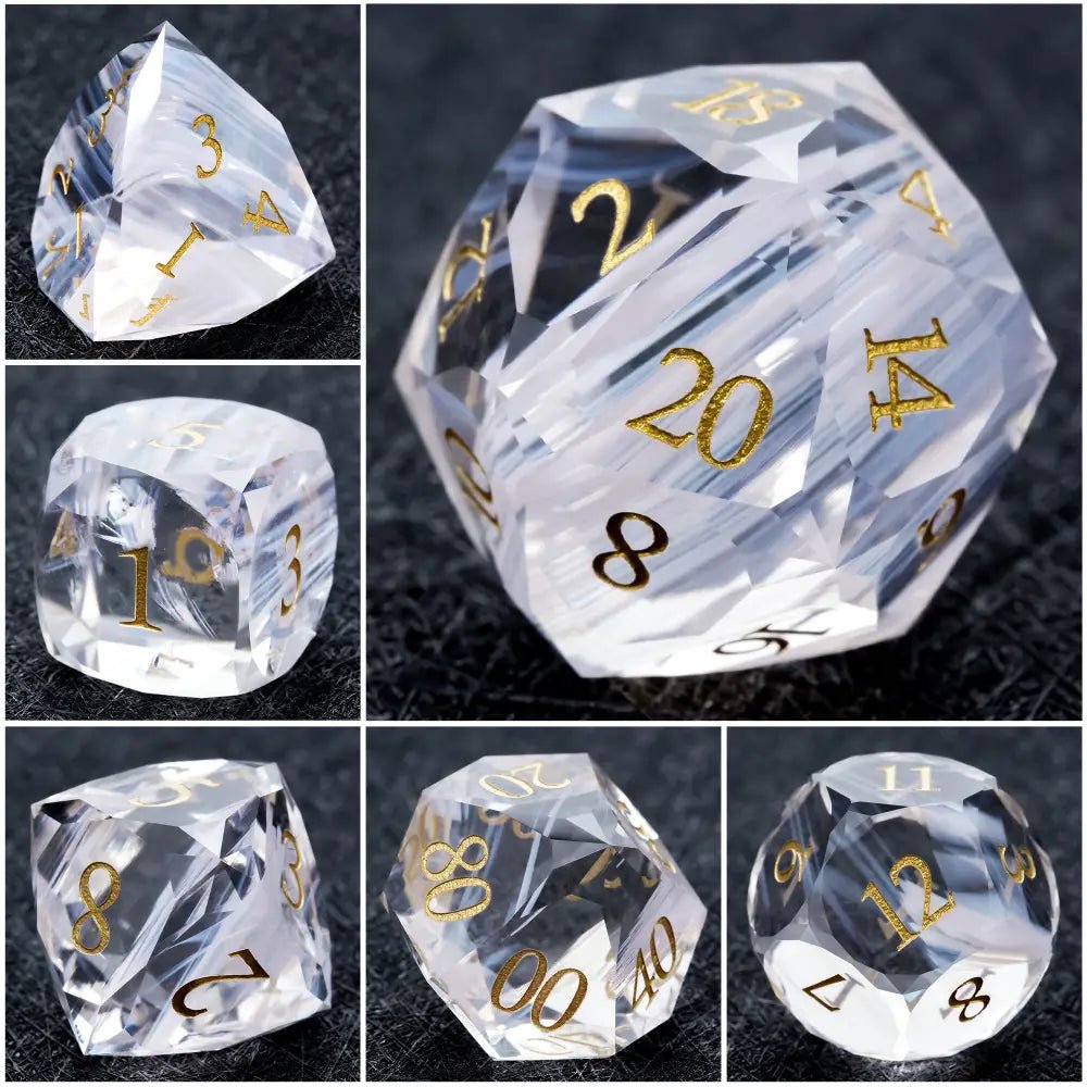 DND Dice - Light Pink Glass Gem Dice Set - Bear Dice