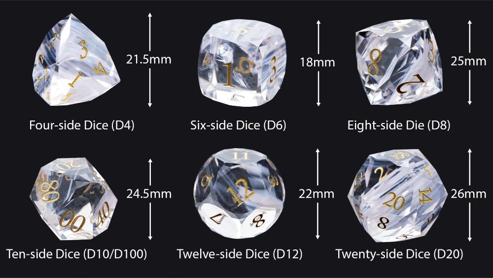 DND Dice - Light Pink Glass Gem Dice Set - Bear Dice