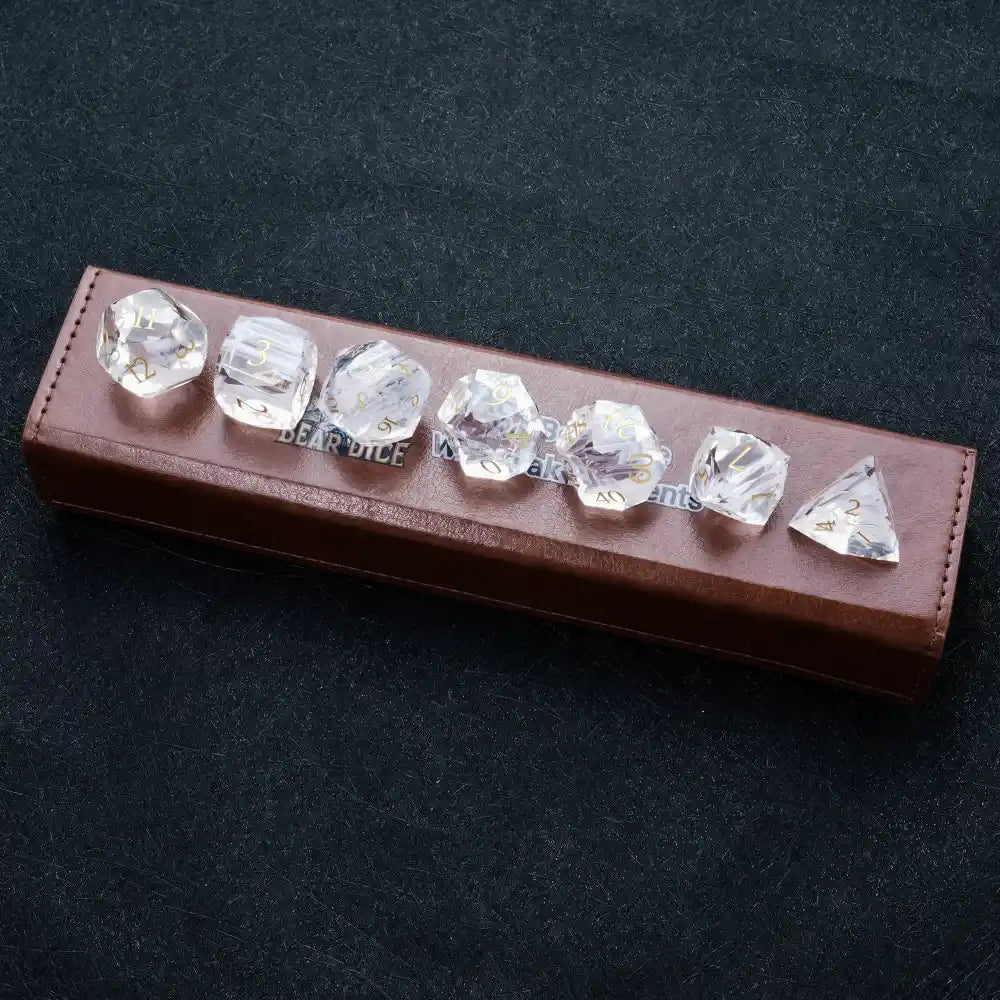 DND Dice - Light Pink Glass Gem Dice Set - Bear Dice