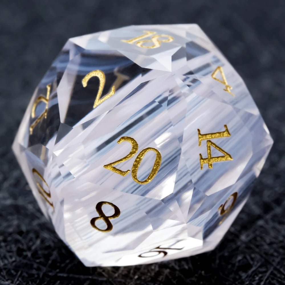 DND Dice - Light Pink Glass Gem Dice Set - Bear Dice