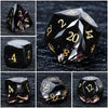 DND Dice - Obsidian Gemstone Multi - Sided Dice Set + Gold Numbers - Bear Dice