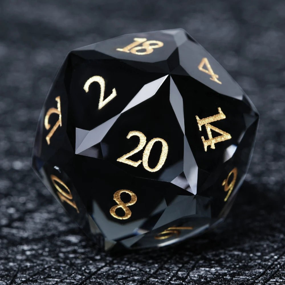 DND Dice - Premium Black Glass Gem RPG Dice Set - Bear Dice