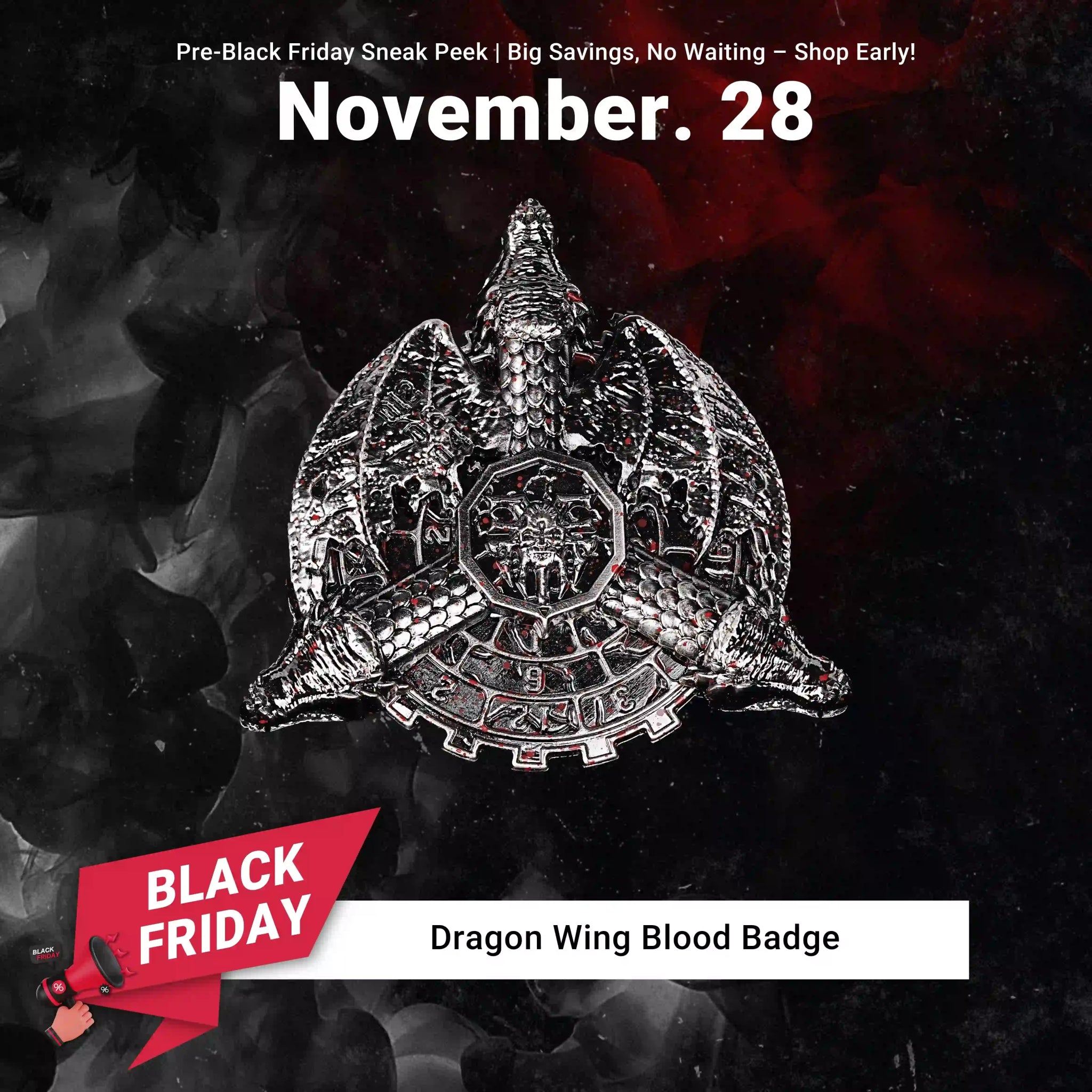 Dragon Wing Blood Badge - Cool Fidget Spinner Metal DND Dice Set - Bear Dice