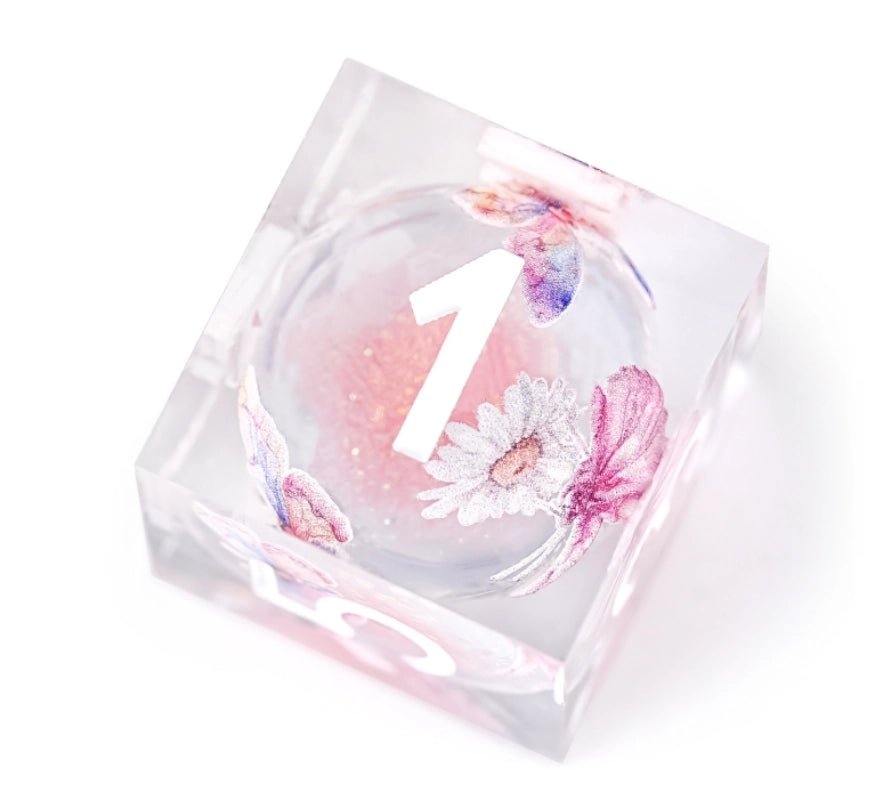 Dreamland Series – Pink Quicksand Butterfly Resin Dice Set - Bear Dice