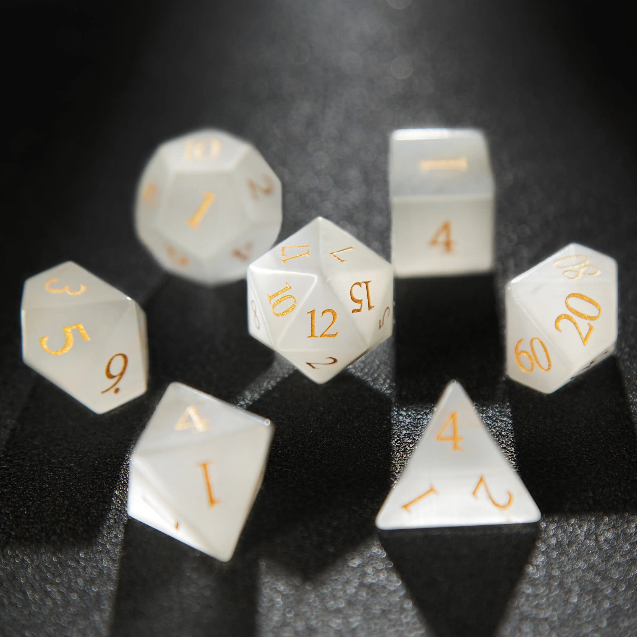 Dwarf Artisan - Opal Gems D&D Dice Set + Gold Numbers - Bear Dice