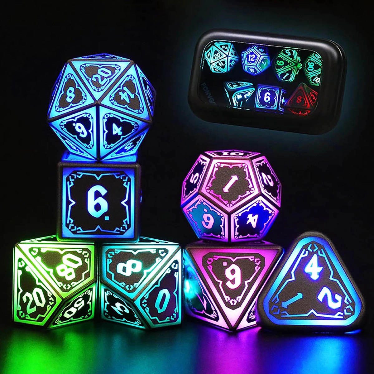 Cool light-up polyhedral dice: DND dice set with rechargeable LED | Bear Dice