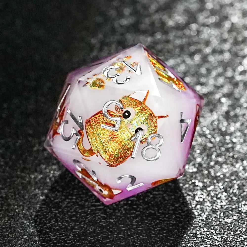Exquisite cat - themed purple resin dice set - Bear Dice