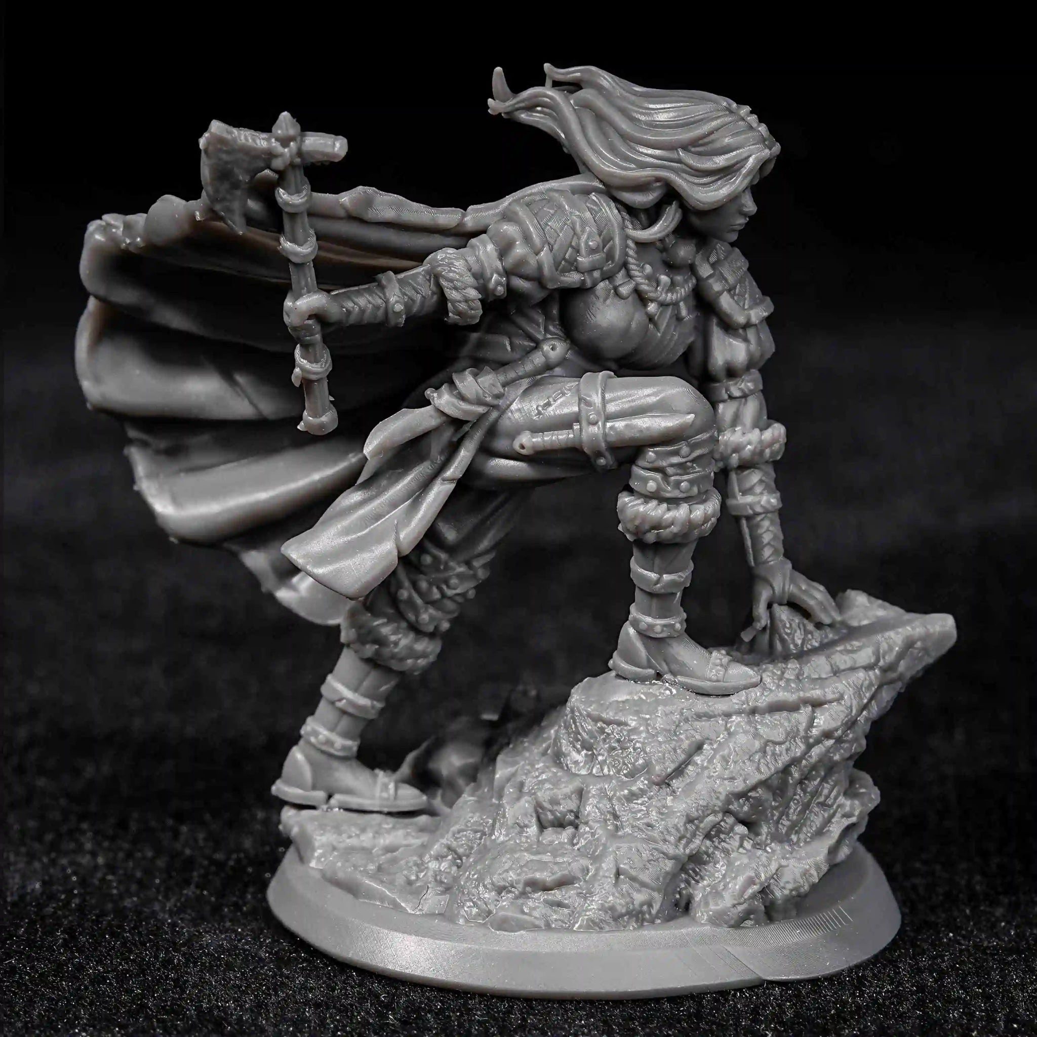 Female Human Ranger Tracker DND Character Miniature Model - Bear Dice