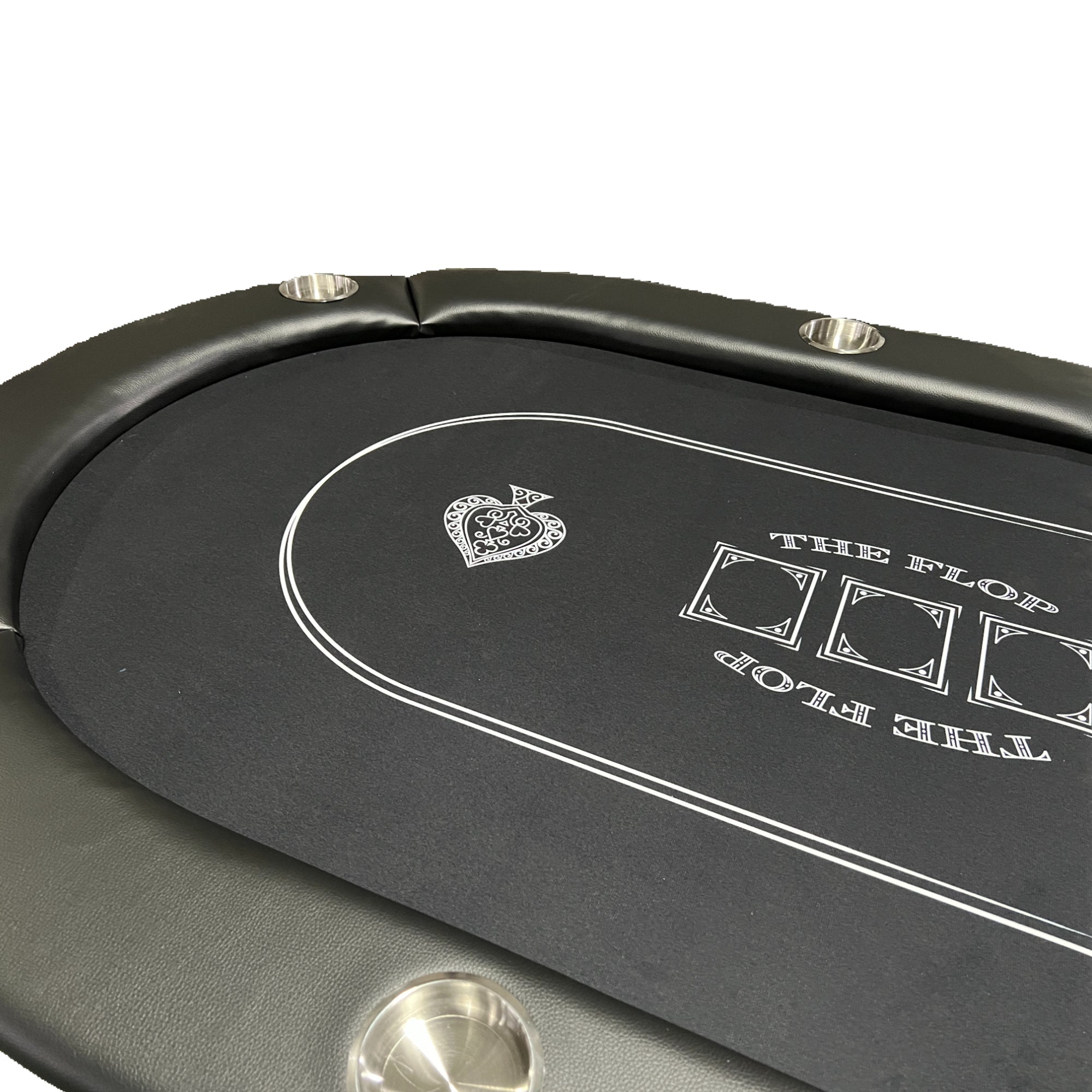 Foldable Poker Table Portable – Black Felt Top View with Cup Holders & Chip Trays | Bear Dice