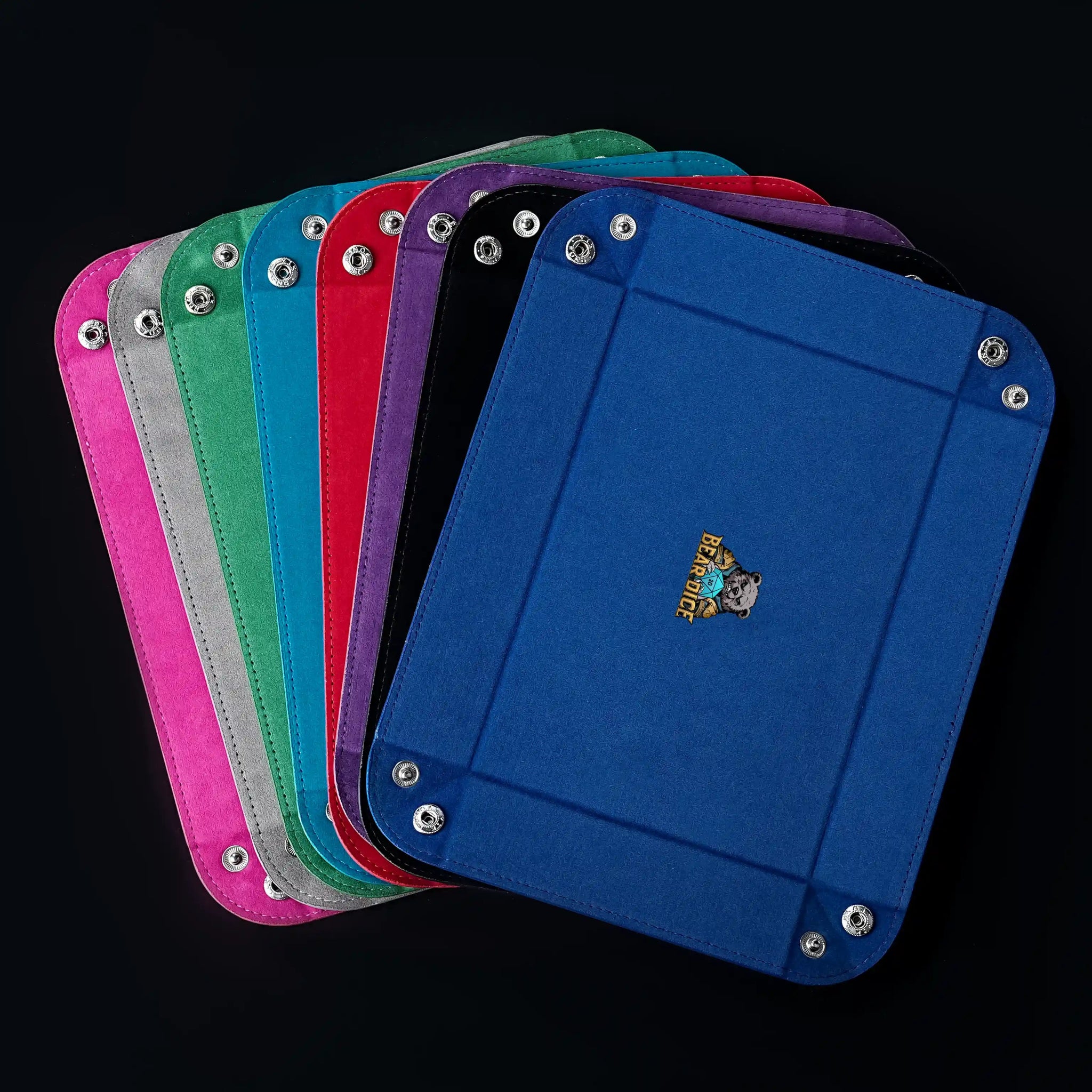 Four Corner Folding - Velvet Dice Pad Leather dnd Game Dice Tray - Bear Dice