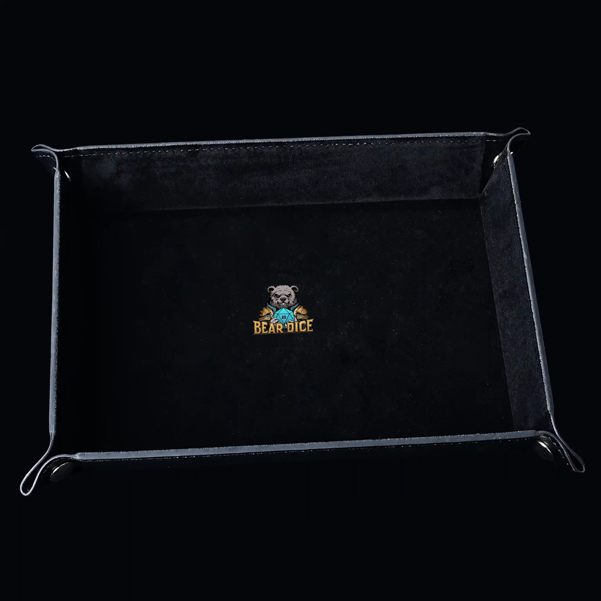 Four Corner Folding - Velvet Dice Pad Leather dnd Game Dice Tray - Bear Dice