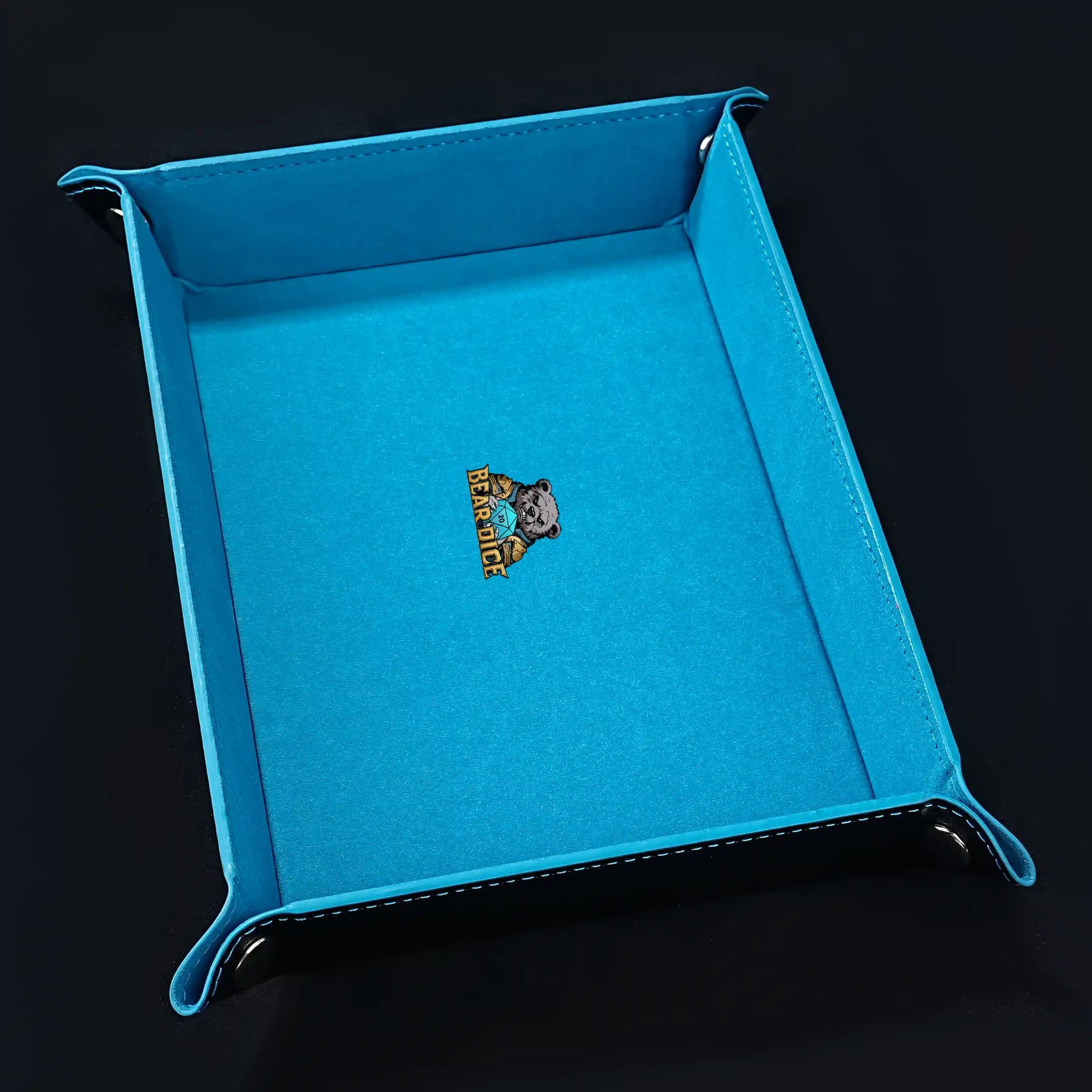 Four Corner Folding - Velvet Dice Pad Leather dnd Game Dice Tray - Bear Dice