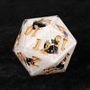 Garden Cats - 35mm Cream D20 Resin Dice & Liquid Core Dice + Gold Numbers - Bear Dice