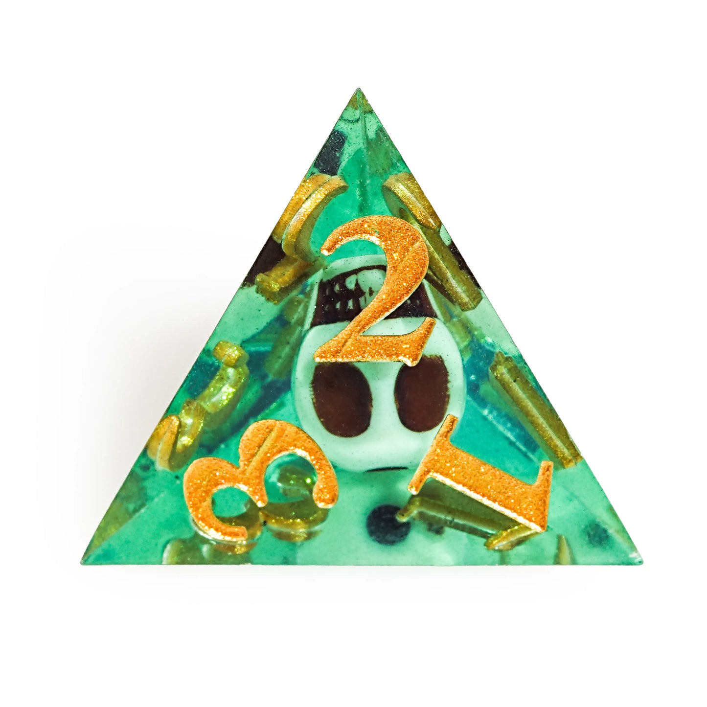 Green skull resin d4 dice | Bear Dice