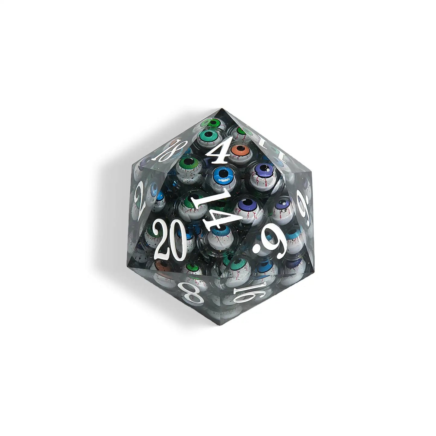 Devil's Eye - 80 mm Extra Large D20 Liquid Core Resin Dice + White Numbers | Bear Dice