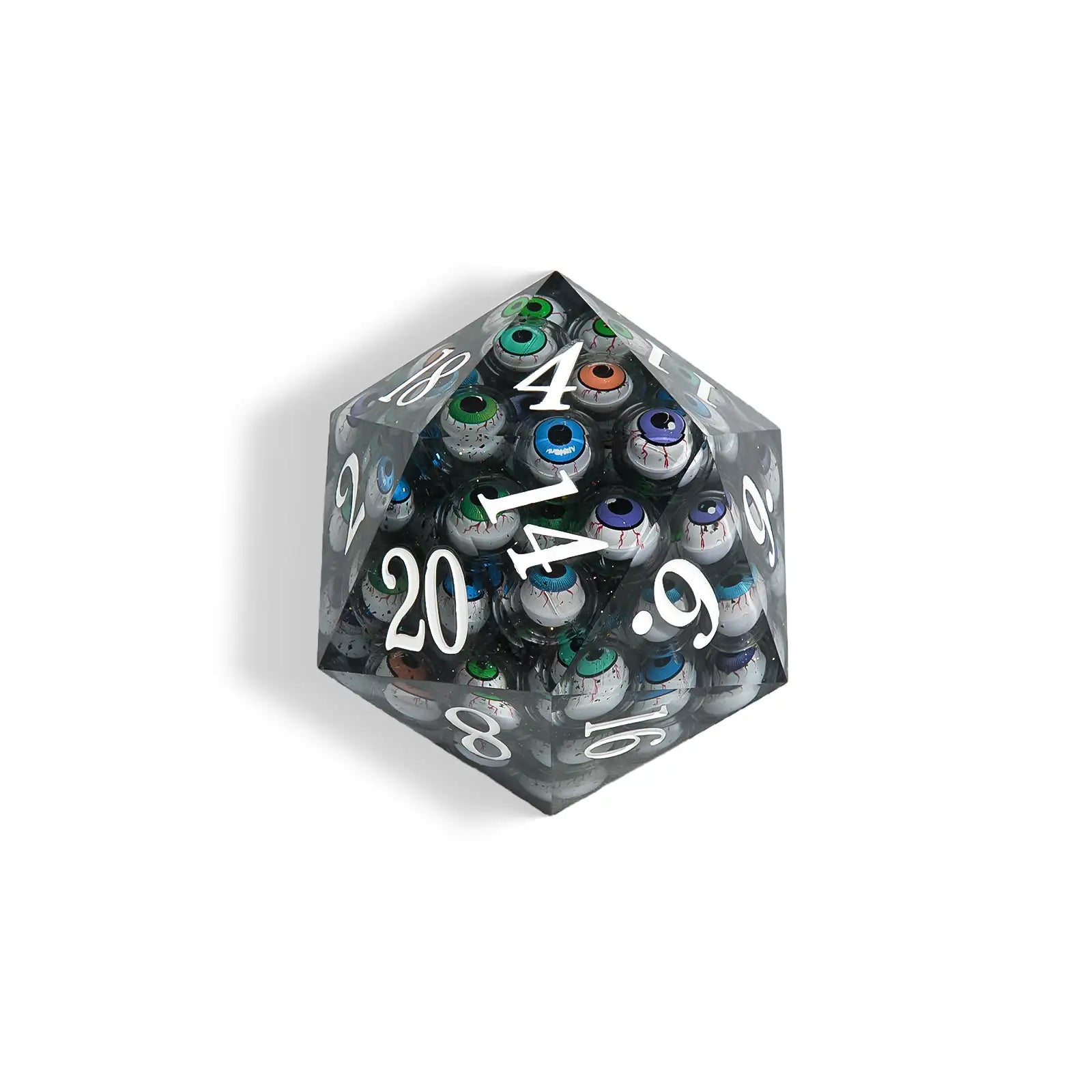 Devil's Eye - 80 mm Extra Large D20 Liquid Core Resin Dice + White Numbers | Bear Dice