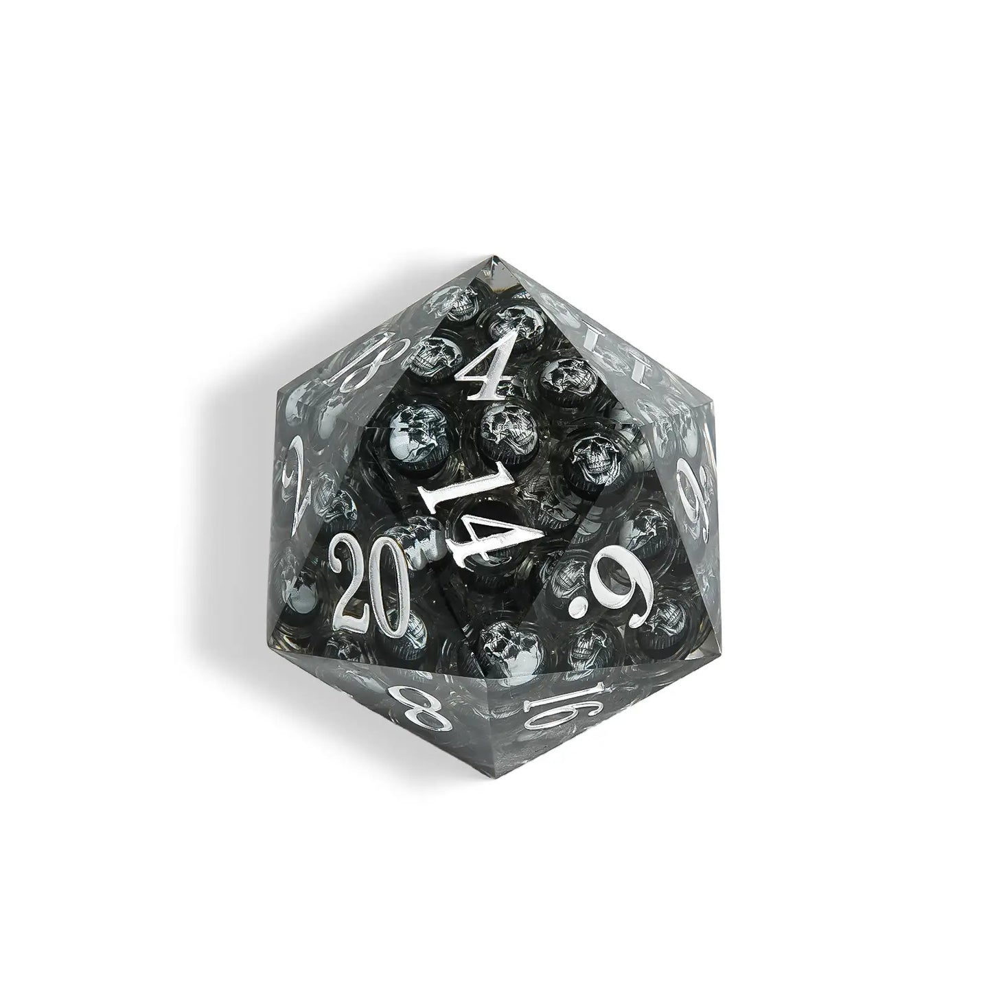 Devil's Eye - 80 mm Extra Large D20 Liquid Core Resin Dice + White Numbers | Bear Dice