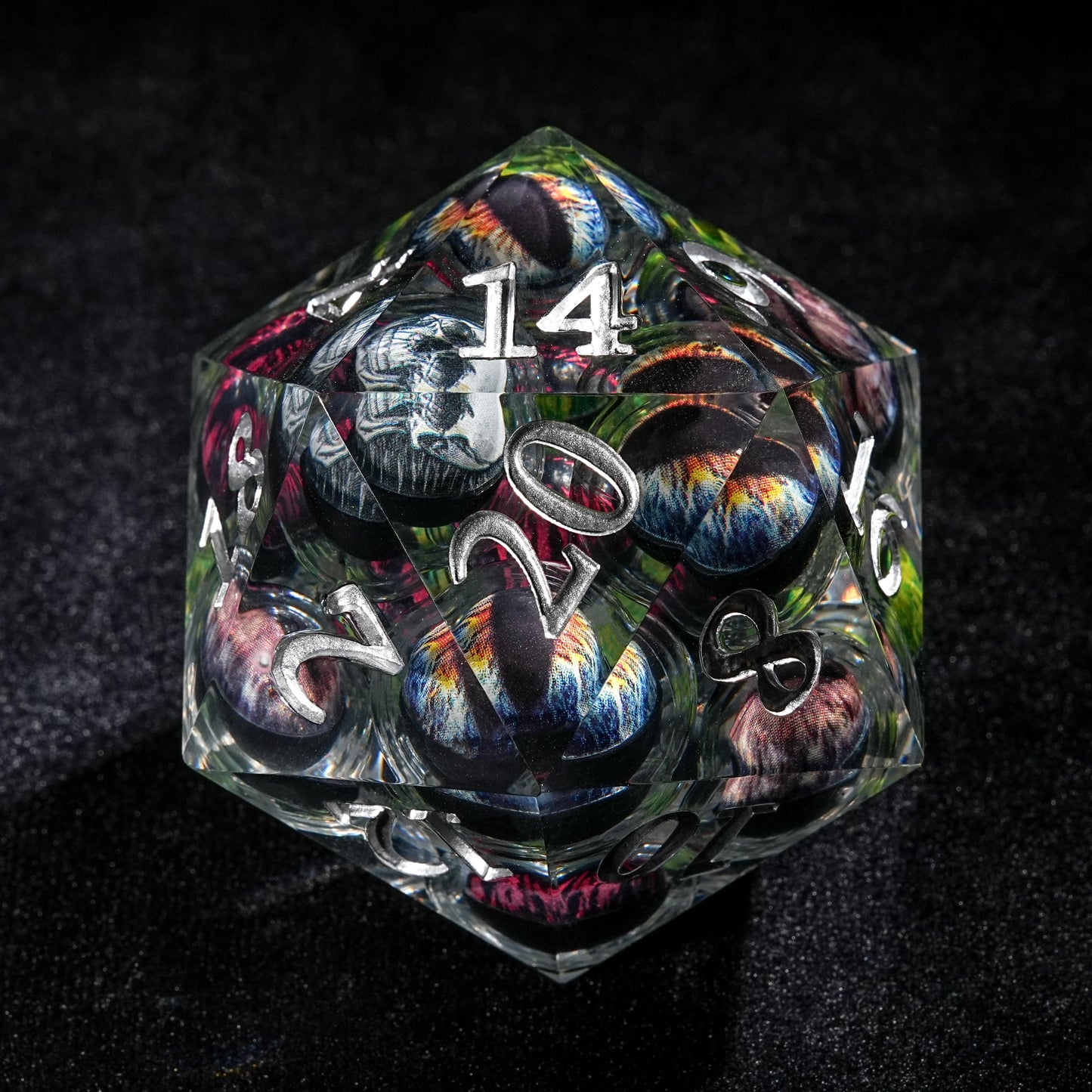 Eye of Odin 50mm Liquid Core Resin D20 Dice+White font| Bear Dice