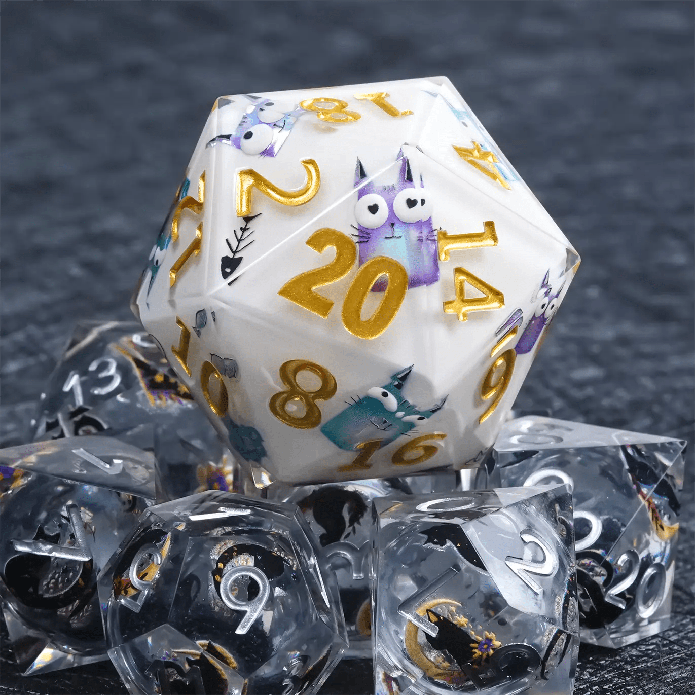 Giant D20 Dice - Monster Theme - Resin 35mm DND Roleplaying Dice - Bear Dice
