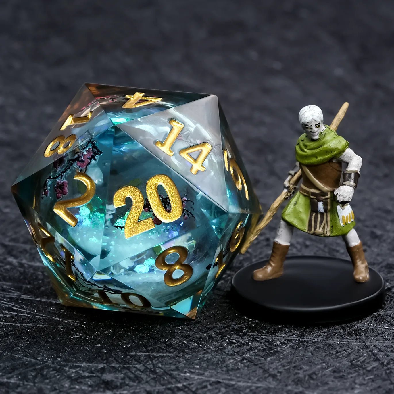 Giant D20 Dice Plum Liquid 35mm Resin RPG Dice - Bear Dice