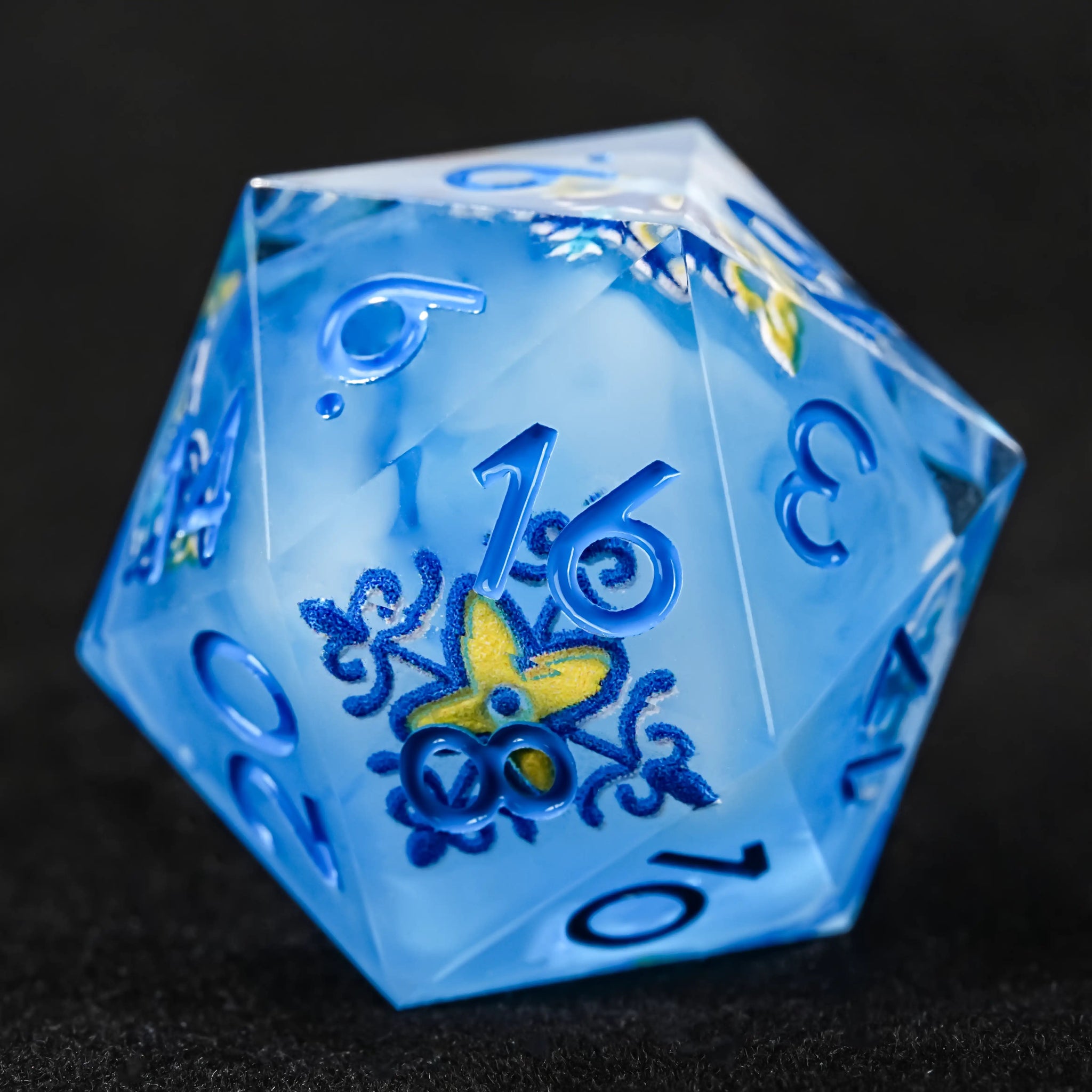Glacier Blue Floral Bloom D&D Dice Set - Bear Dice