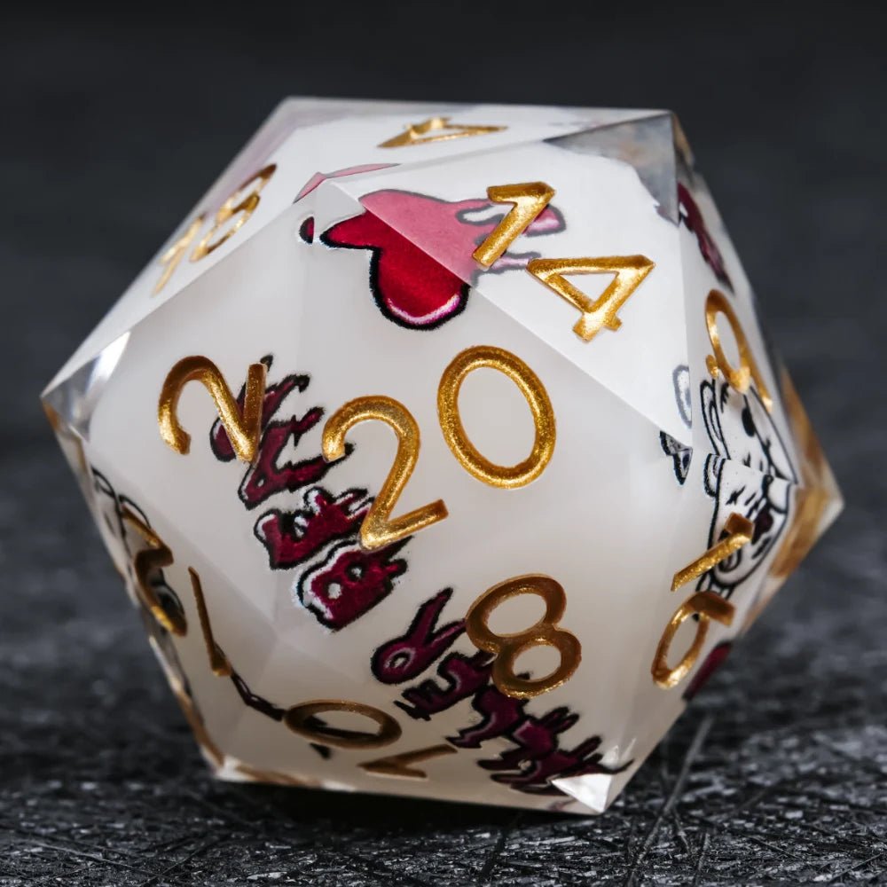 Halloween Killer Bear themed resin dice set with gold numbers - Bear Dice
