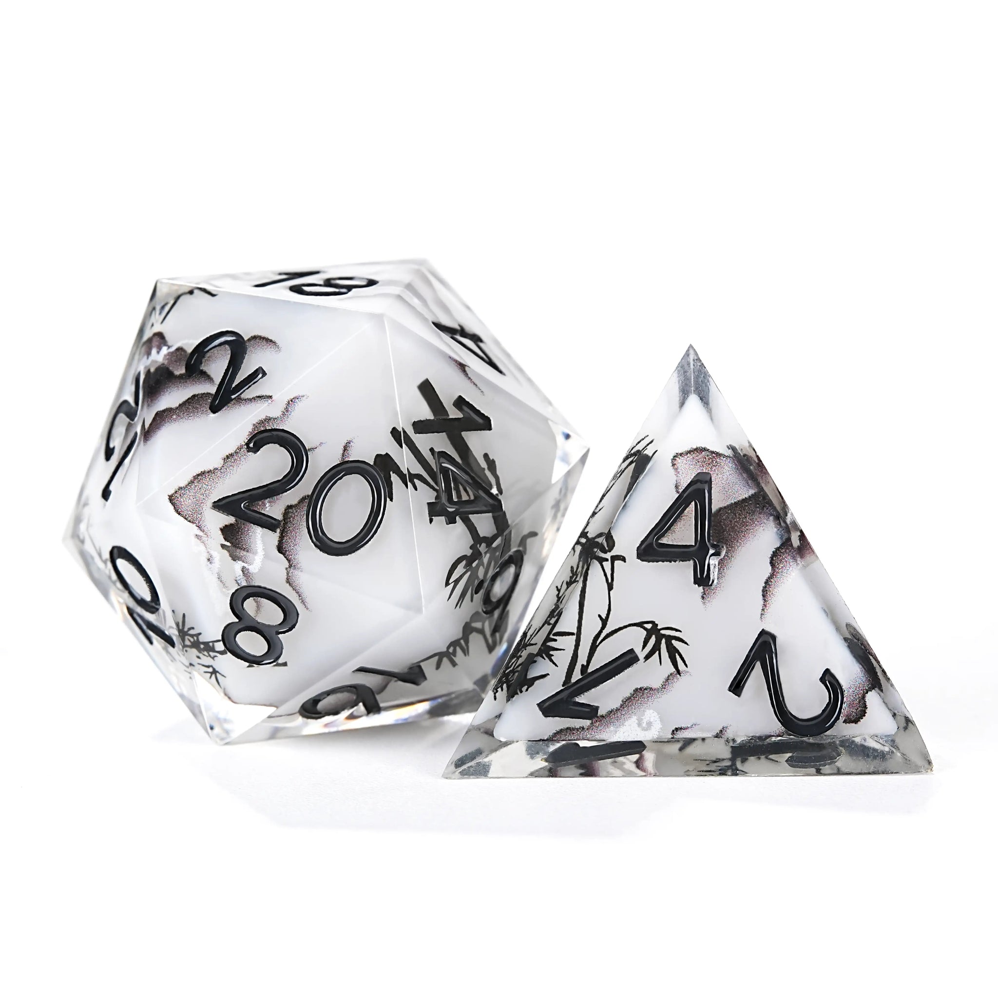 Handmade Ink Painting Style Resin D&D Dice Set - Bear Dice