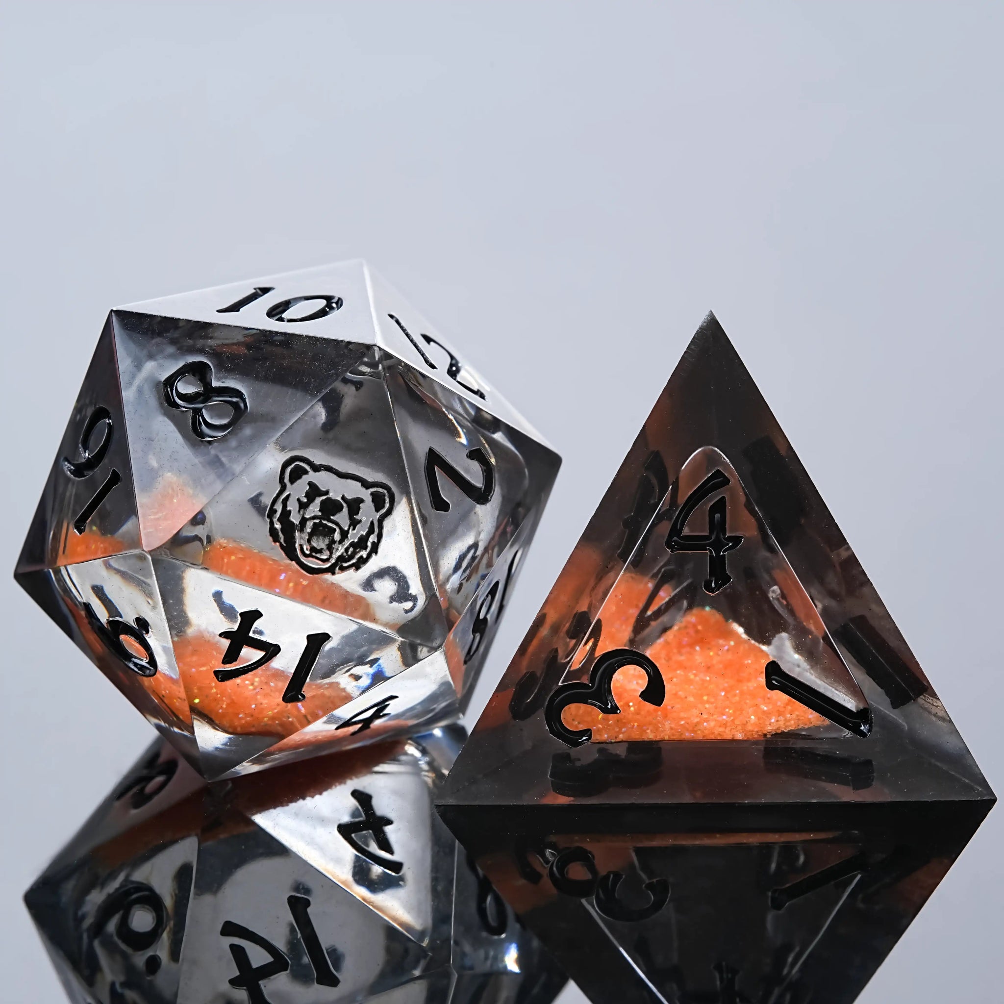 Kickstarter Dice - Blazing Bear Liquid Core Resin Dice Set - Bear Dice