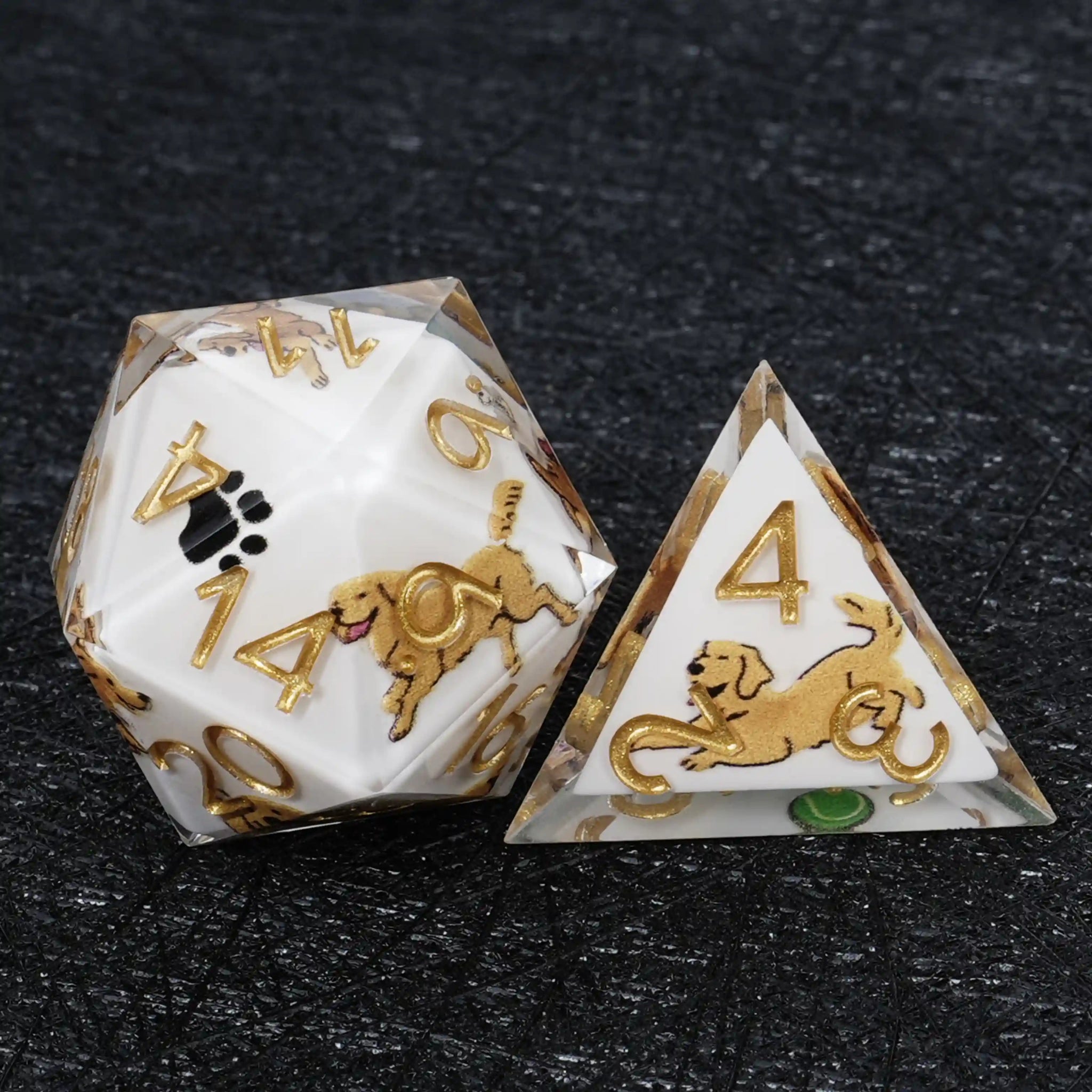 Kickstarter Dice – Canine Legends Golden Retriever Resin RPG Dice Set | Loyal Guardian Dice of Fortune - Bear Dice