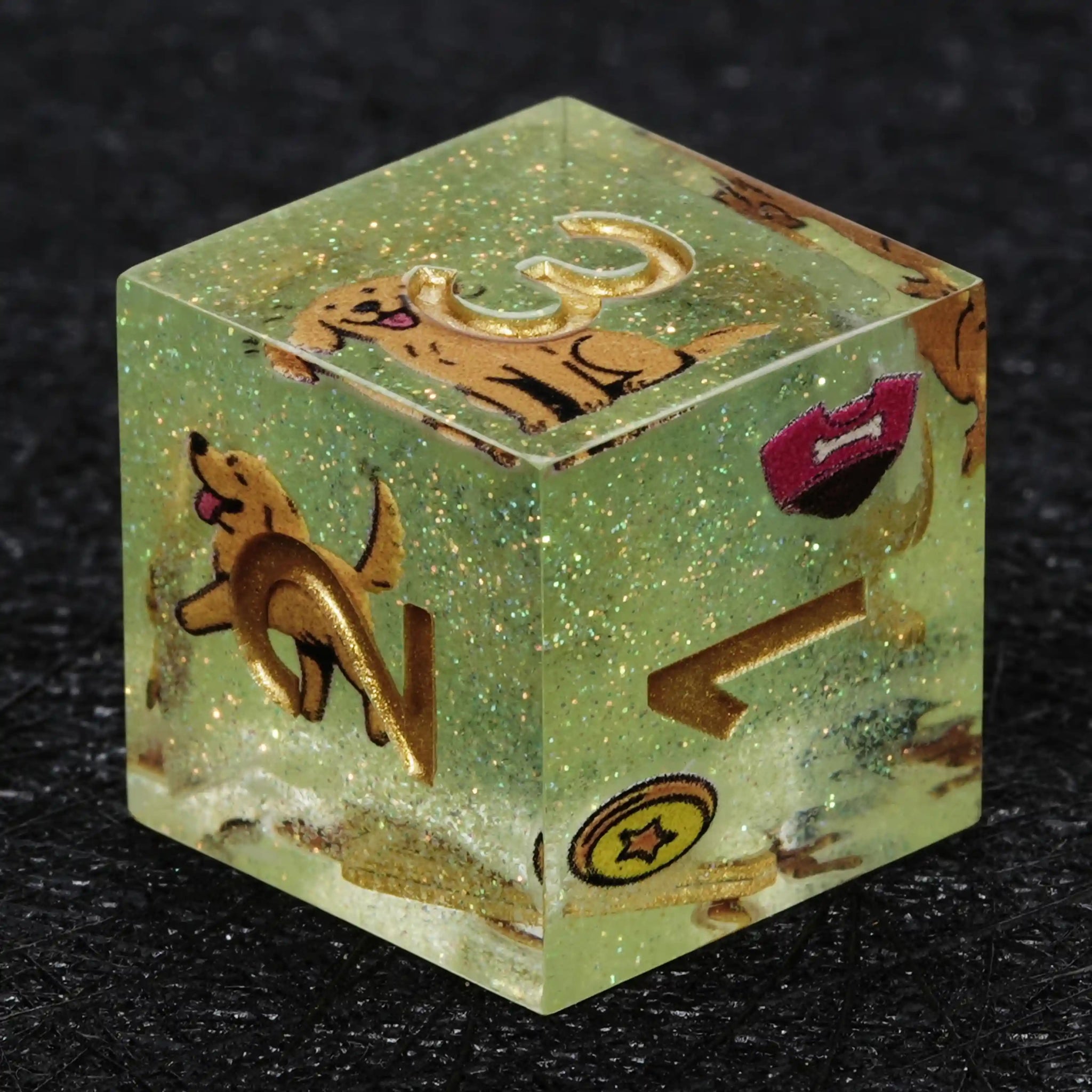 Kickstarter Dice – Canine Legends Golden Retriever Resin RPG Dice Set | Loyal Guardian Dice of Fortune - Bear Dice