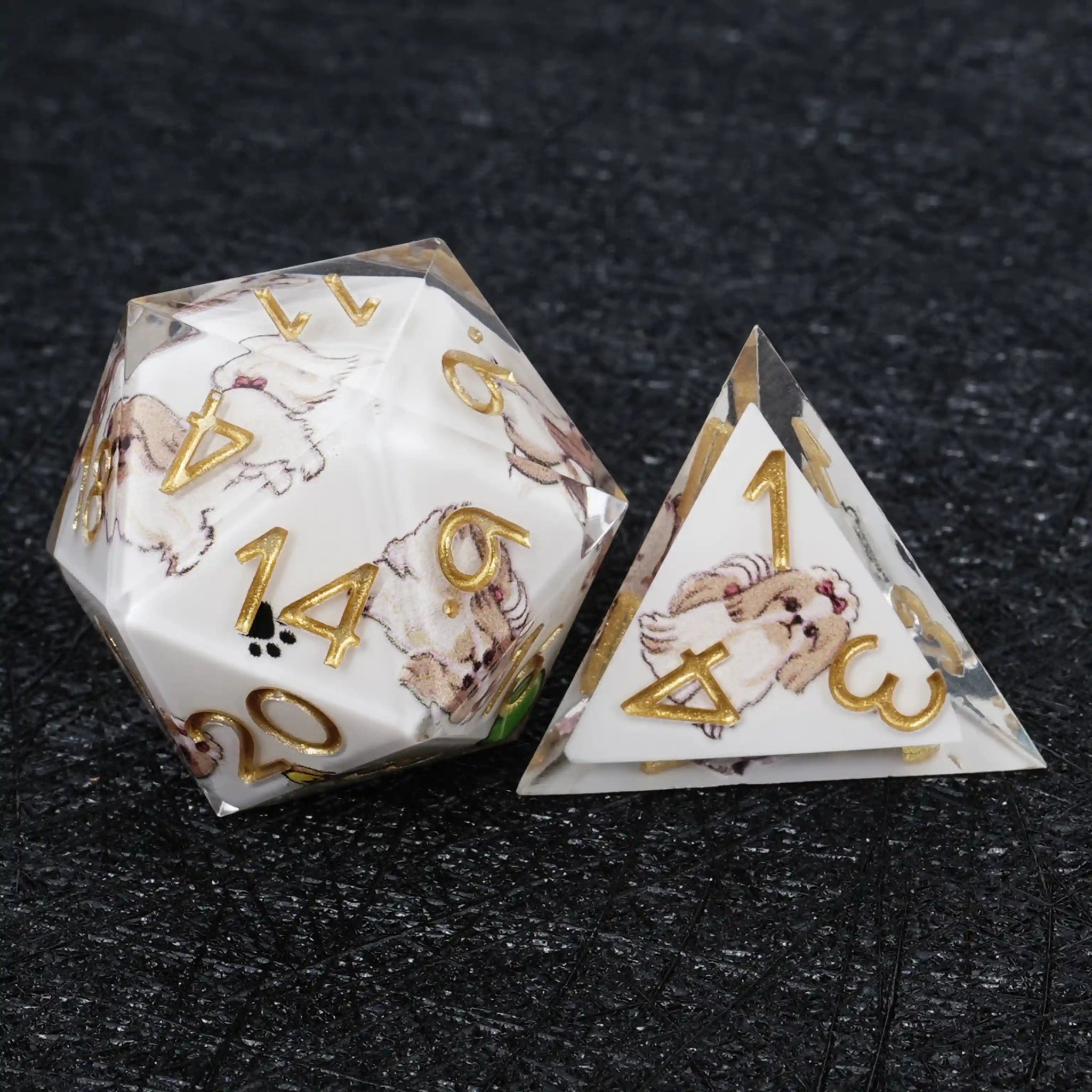Kickstarter Dice – Canine Legends Shih Tzu Resin DND Dice Set - Bear Dice