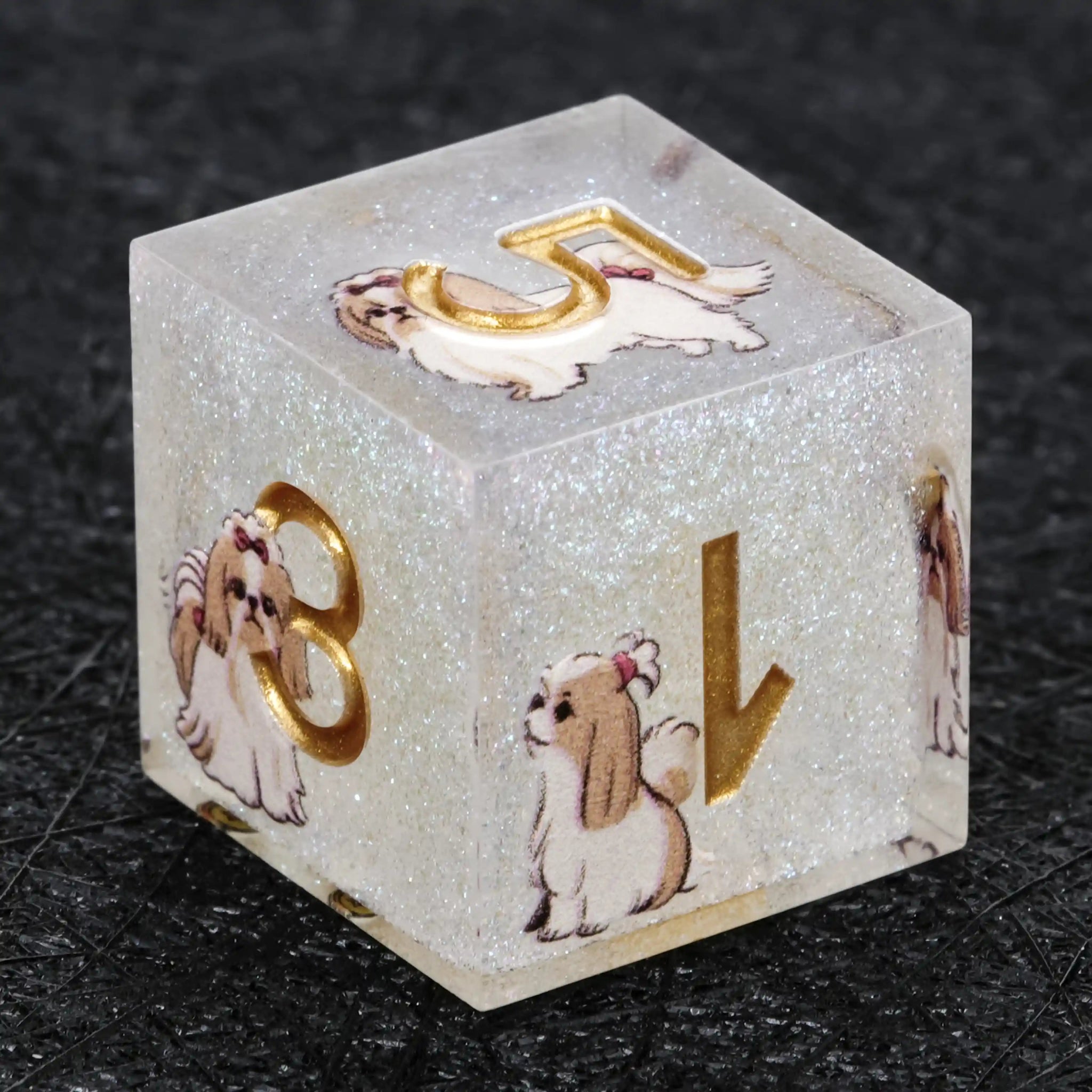 Kickstarter Dice – Canine Legends Shih Tzu Resin DND Dice Set - Bear Dice