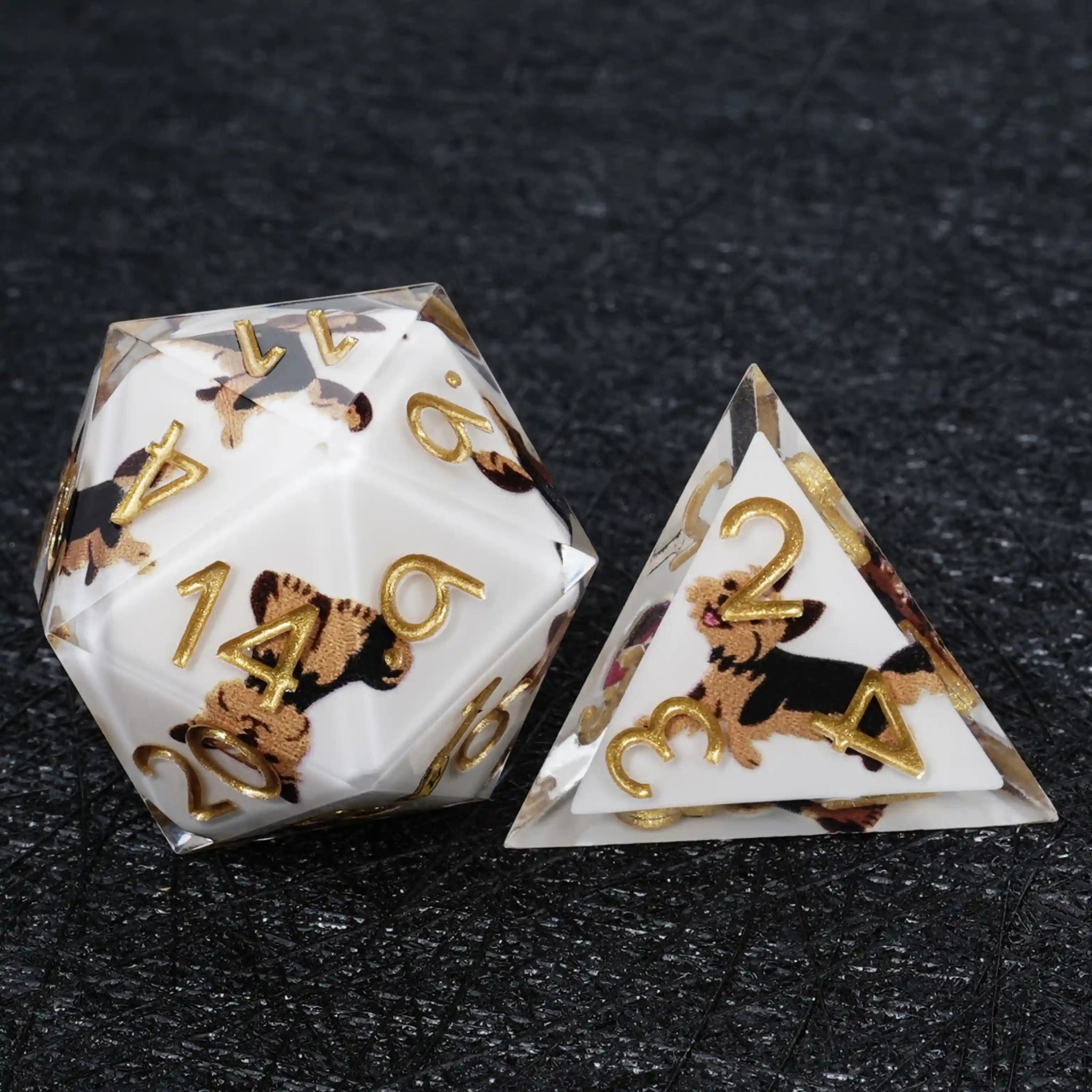 Kickstarter Dice – Canine Legends Yorkie Resin DND Dice Set - Bear Dice