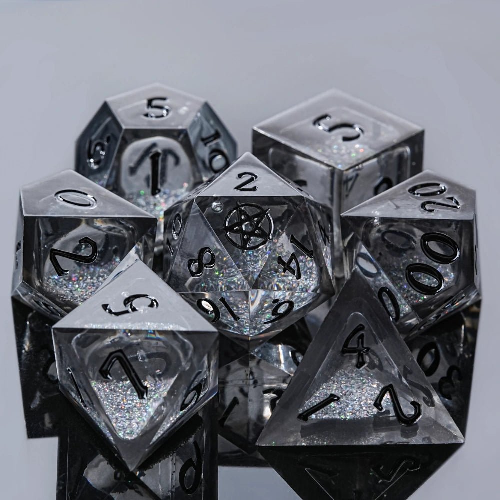 Kickstarter Dice - Inverted Pentagram Liquid Core Resin Dice Set - Bear Dice