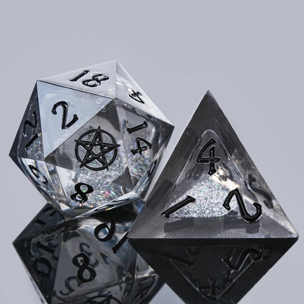 Kickstarter Dice - Inverted Pentagram Liquid Core Resin Dice Set - Bear Dice