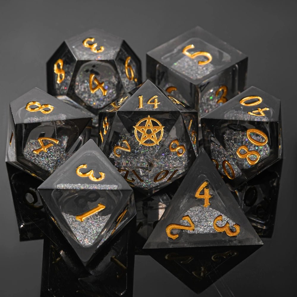 Kickstarter Dice - Inverted Pentagram Liquid Core Resin Dice Set - Bear Dice
