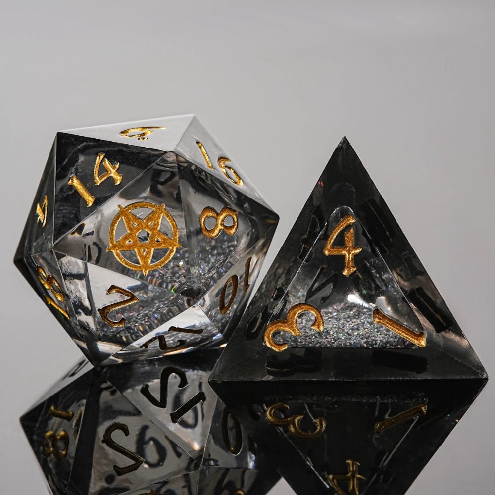 Kickstarter Dice - Inverted Pentagram Liquid Core Resin Dice Set - Bear Dice