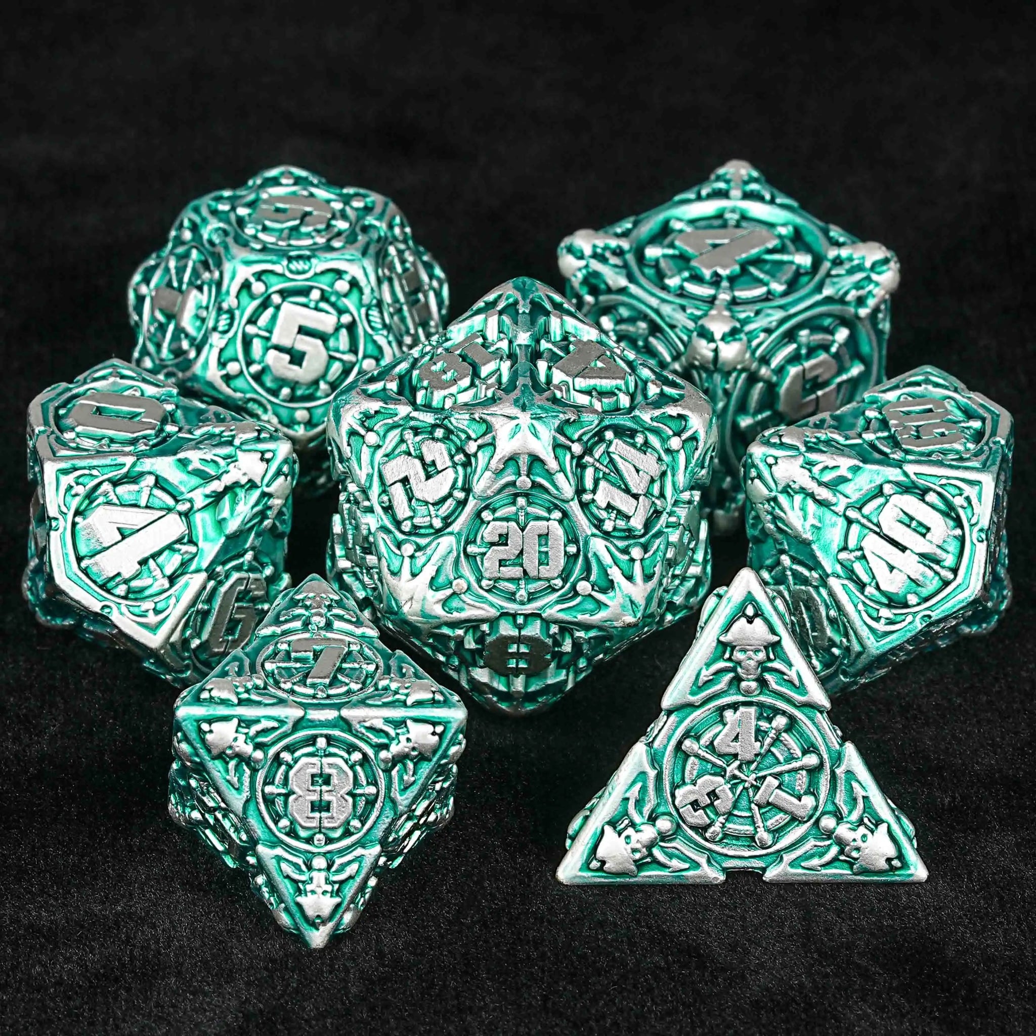 Limited Clearance - Metal Pirate DND Dice Set｜3D Embossed Metal - Bear Dice