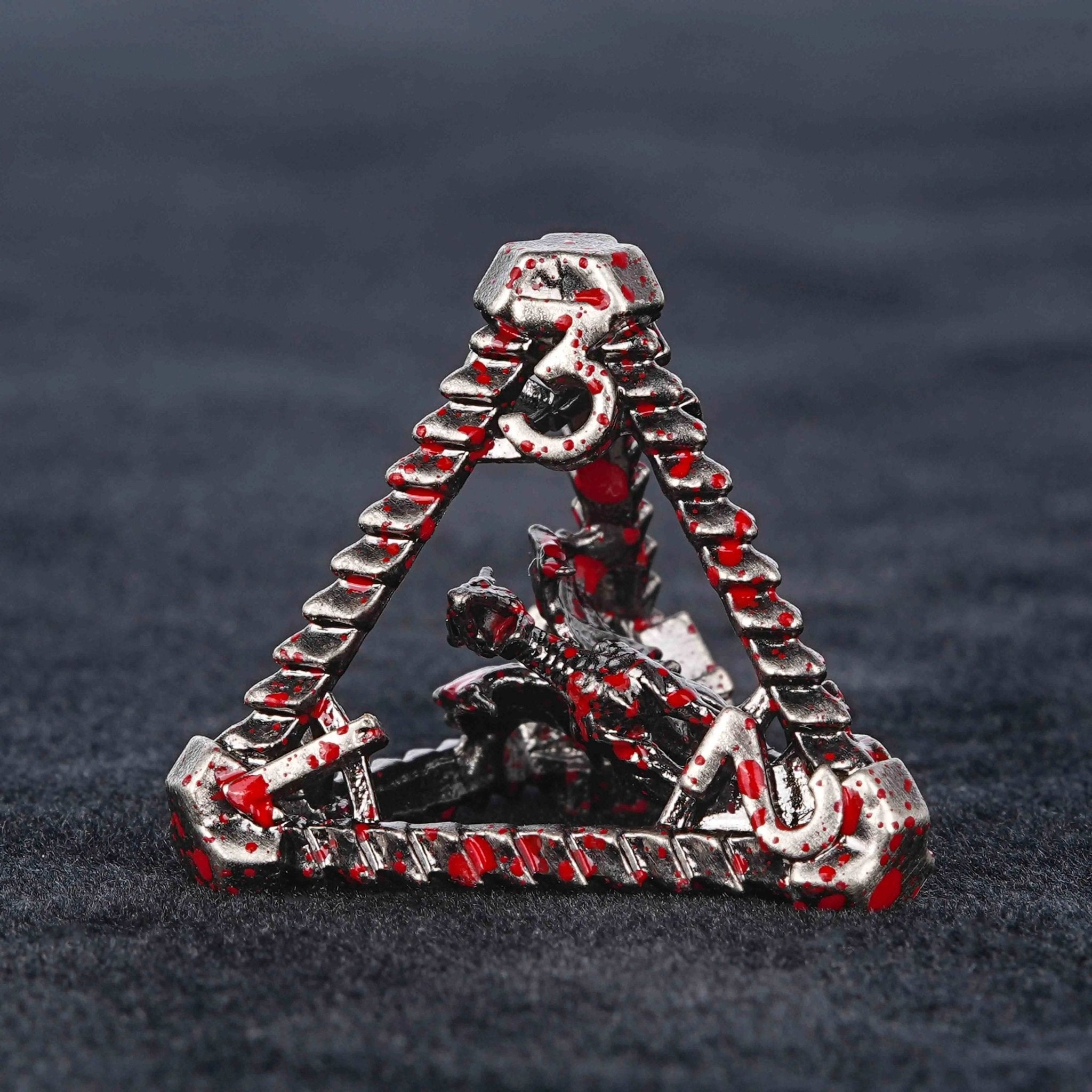 Metal Hollow 3D Dragon D&D Bloodstain Dice Set - Bear Dice