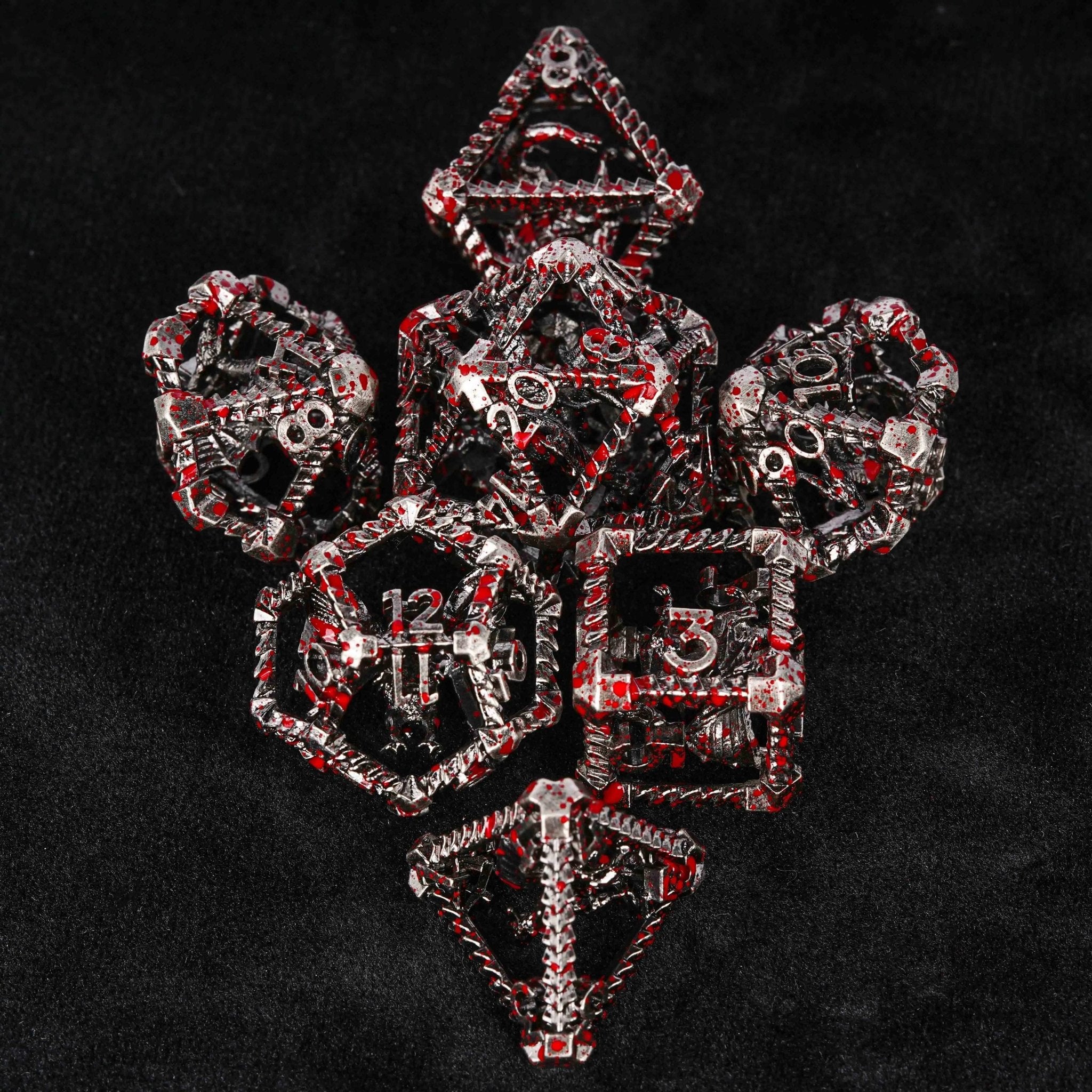 Metal Hollow 3D Dragon D&D Bloodstain Dice Set - Bear Dice