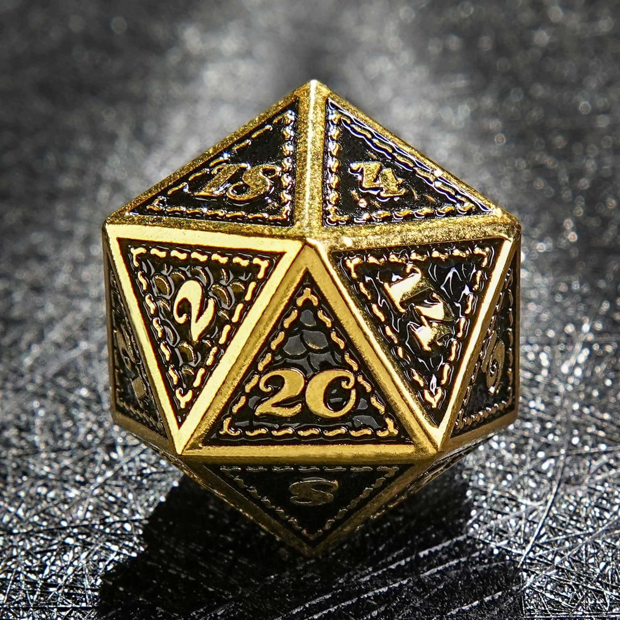 Metal solid dragon scale imitation gold black dice set - Bear Dice