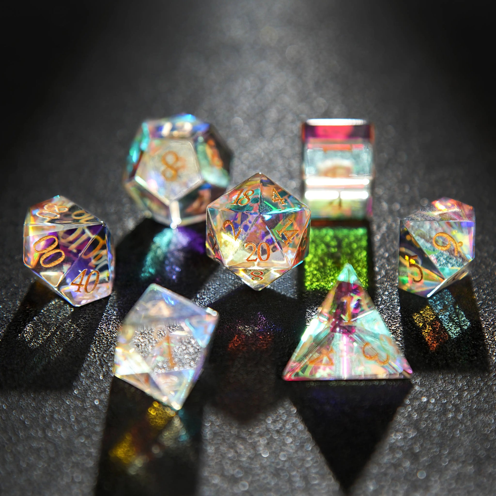 Multicolor Phantom Prism Glass DND Gemstone Dice Set - Bear Dice