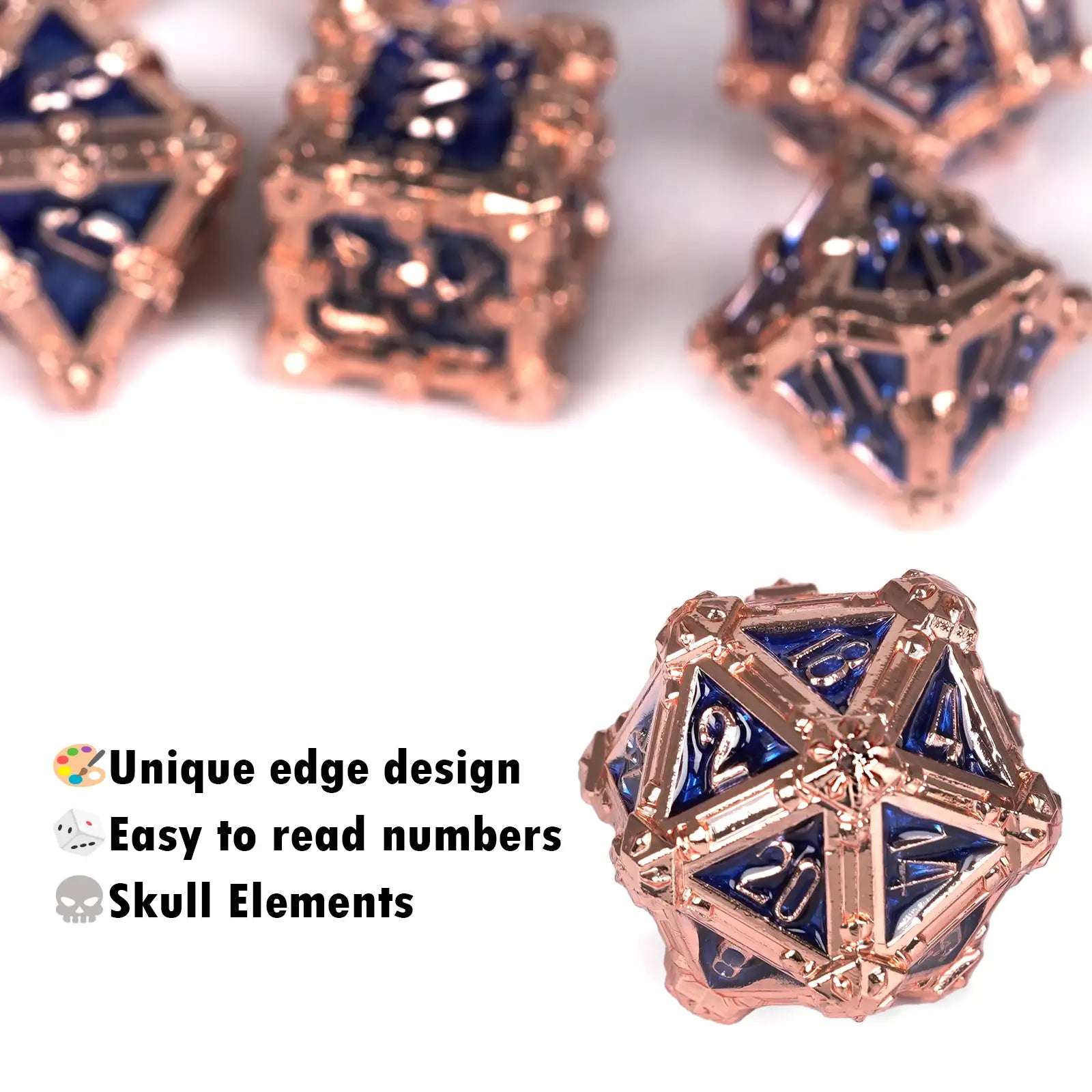 Mysterious dark gothic skeleton series metal dnd dice set - Bear Dice